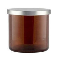 Sklenená dóza na vatové tampóny tyčinky kozmetika hnedá s uzáverom 680 ml