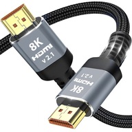 Kabel HDMI 2.1 2 METRY JAKOŚĆ PREMIUM HQ WZMOCNIONY I NIEPLĄCZĄCY MIEDZIANY