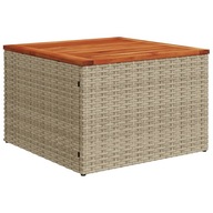 vidaXL Záhradný stôl, béžový 55x55x37 cm, PE ratan a akáciové drevo