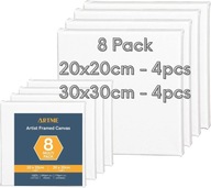 Artme Stretcher Frame 8pcs (20x20CM-4pk, 30x30CM-4pk) Artist Framed 1.7cm /