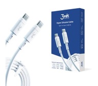 Kabel Przewód 3mk Hyper Silicone USB-C - USB-C 60W 3A 1 metr Biały