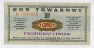 BANKNOT - PRL - BON TOWAROWY - 50 Centów 1969 /bo