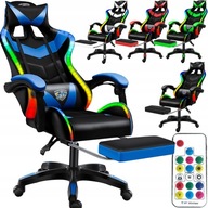 LED-es hátmasszírozó szék GAMER PC FORGATHATÓ JÁTÉKOS +LÁBTARTÓ!