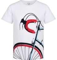 T-shirt chłopięcy Koszulka dziecięca 110 Rowerowa Biała Bawełna Endo
