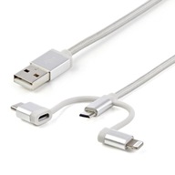 StarTech LTCUB1MGR kabel USB 1 m USB 2.0 USB A Micro-USB B Srebrny