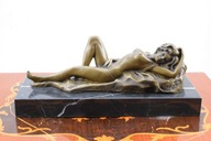 Leżąca Naga Kobieta Na Skale - Figura z brązu