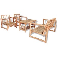 vidaXL 4-cz. záhradná sedacia súprava, vankúše, bambus