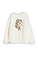 H&M bluza biała futerko odwracalne odwracalne cekiny koń 122/128