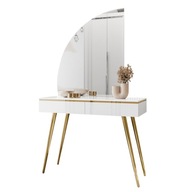 Kozmetický toaletný stolík AURORA-SQ so zrkadlom biely lesk ľavá verzia
