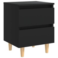 Nočný stolík s borovicovými nohami, čierny, 40x35x50