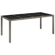 vidaXL Záhradný stôl so sklenenou doskou, sivá, 190x90x75 cm