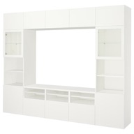 IKEA BESTA Kombinácia na TV biela/Lappviken biele sklo 300x42x231 cm