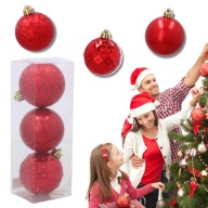 3 DB-OS PIROS KARÁCSONYFADÍSZ SZETT 6 CM- MIX PIROS SZÍN