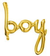 BALON foliowy napis BOY babyshower złoty 63x74cm