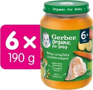GERBER Organiczna żywność dla niemowląt marchewka i pomidor z indykiem 6× 1