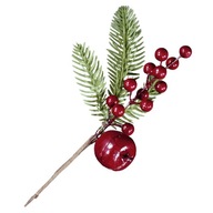 Ozdobná vianočná vetvička s jablkom 25 cm na vianočné ozdoby