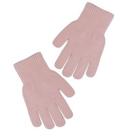 Różowe ciepłe rękawiczki dla dziewczynki gładkie 5-palczaste Noviti rozm.14