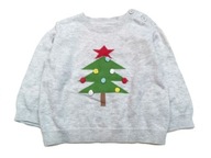 MOTHERCARE szary sweterek świąteczny z choinką 68