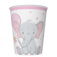 Papierové poháre sloník ružový Baby Shower 8 ks