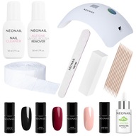 NEONAIL Zestaw Startowy do Manicure Hybrydowego z lampą LED/UV x2 lakiery