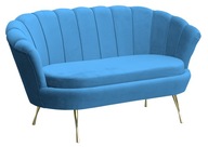 Sofa muszelka dwuosobowa kanapa glamour złote srebrne metalowe nogi