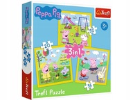 TREFL Puzzle 3w1 ŚWINKA PEPPA Wesoły dzień PEPPY