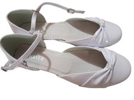 Buty komunijne białe lakierowane baleriny z na obcasie r. 37