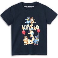 Bluey T-Shirt Dziecięca Koszulka z Imieniem i Cyfrą Prezent na Urodziny