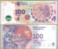 ARGENTÍNA 100 PESOS ND 2012 P-358b(3) UNC EVA PERON PREFIX R