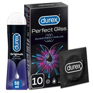 DUREX prezerwatywy 10 Perfect Gliss + żel ZESTAW