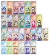 WENEZUELA ZESTAW 27 SZTUK OD 2 BOLIVARES DO 1 MILION 2012/2020 P-88-114 UNC