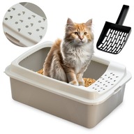 VEĽKÁ TOALETNÁ TOALETA S OTVORENÝM RÁMOM NA PIESOK PRE MAČKU + LOPATKA