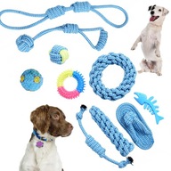 Sada 10 hračiek pre psa šteňa modré šklbacie lopty