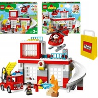 LEGO Duplo Straż Pożarna 10970 Remiza + Helikopter + Samochód Wóz Strażacki