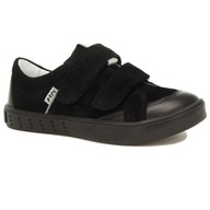 BUTY DZIECĘCE unisex WYGODNE welurowe PÓŁBUTY na rzepy czarne BARTEK r. 34