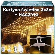 LED SVETELNÁ CLONA 3x3 Lampičky x 300 Vianočné Na Okno HÁČIKY
