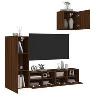 4-dielna sada nábytku TV hnedá dub materiál na báze dreva