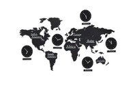 Nástenné hodiny Drevená mapa sveta s 5 hodinami Relaxdays kontinenty