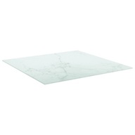 vidaXL Doska stola, biela, 70x70 cm, 6 mm, sklo so vzorom mramoru