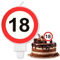 Świeczka URODZINOWA tort liczba cyfra 18 OSIEMNASTKA Traffic ZNAK ZAKAZU