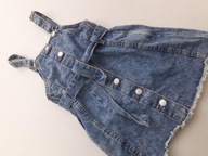 DENIM CO jeansowa SUKIENKA ogrodniczka MODNA postarzana _ 128cm