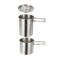 Portable 2x Camping Cup Kit Drinking Soup Cookware Cooking Bowl Camp