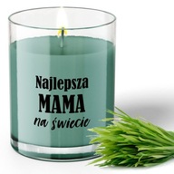 Świeca zapachowa świeża trawa etykieta NAJLEPSZA MAMA 01 PREZENT