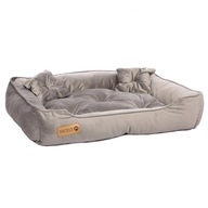 Velúrový pelech pre psa gauč poslanie posteľ M Nicely sivá 65x55 cm