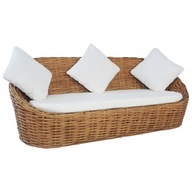 3-osobowa sofa z poduszkami, naturalny rattan