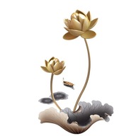 Naklejki na ścianę - Kwiat Lotosu złoty szare liście
