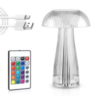 KRISTÁLY ASZTALI ÉJJELI LÁMPA LED GOMBA ÉRINTŐ RGB TÁVIRÁNYÍTÓ USB