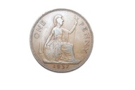 WIELKA BRYTANIA One Penny 1937 JERZY VI Moneta 1 PENS (E0120-1)