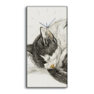 Hodiny canvas na stenu s grafikou 30x60 Zviera mačka