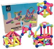 MAGNETICKÉ KOCKY VZDELÁVACIE MAGNETIC STICKS PUZZLE 3D 42 DIELIKOV.